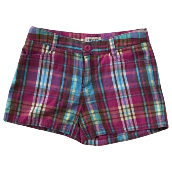 Cherokee Pink Plaid Shorts - Picture 1 of 5